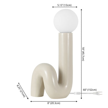 Katya 18" Scandinavian Minimalist Ceramic Spiral Tube LED Table Lamp - JONATHAN Y